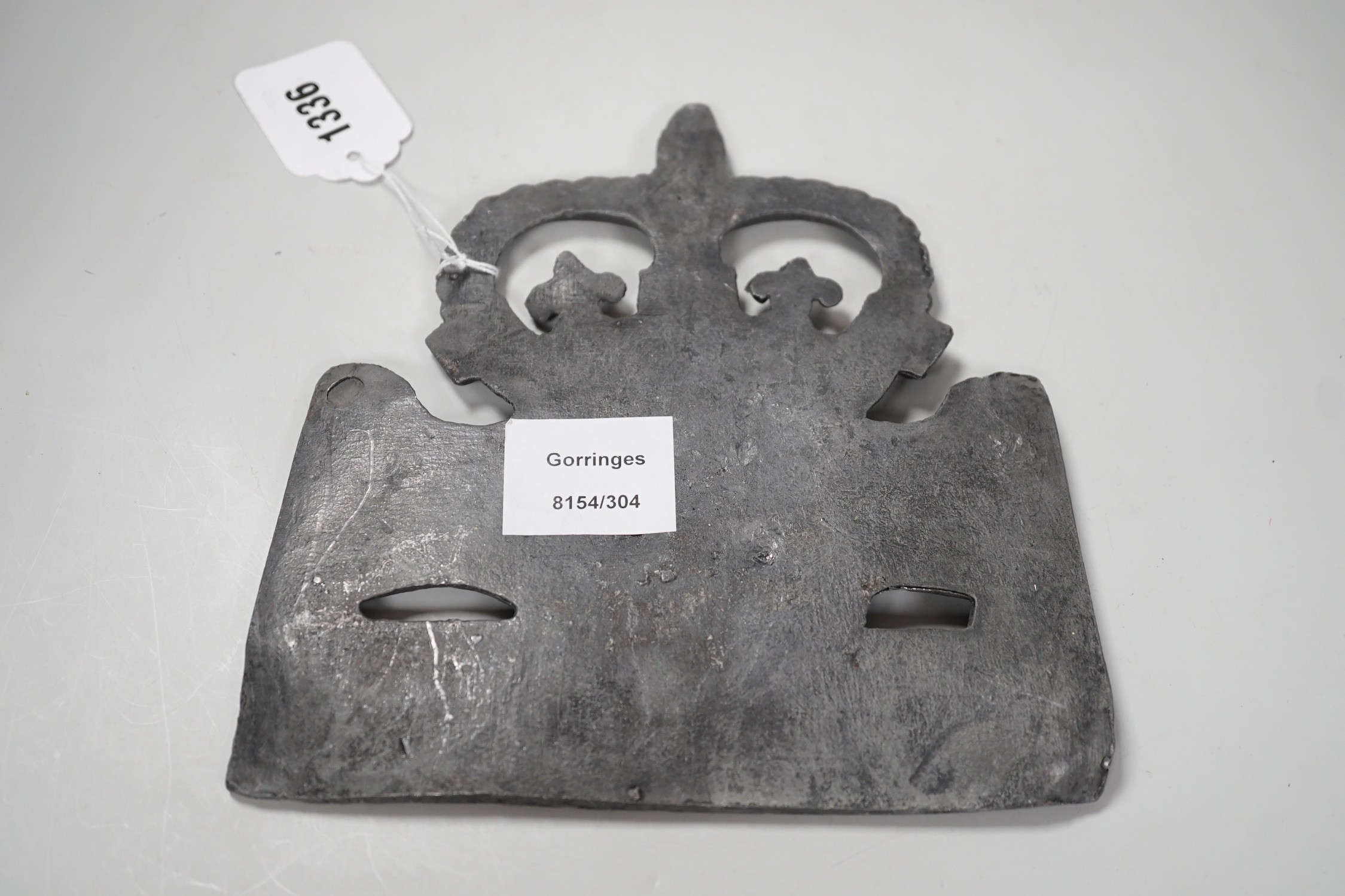 A lead fire mark. 20cm tall